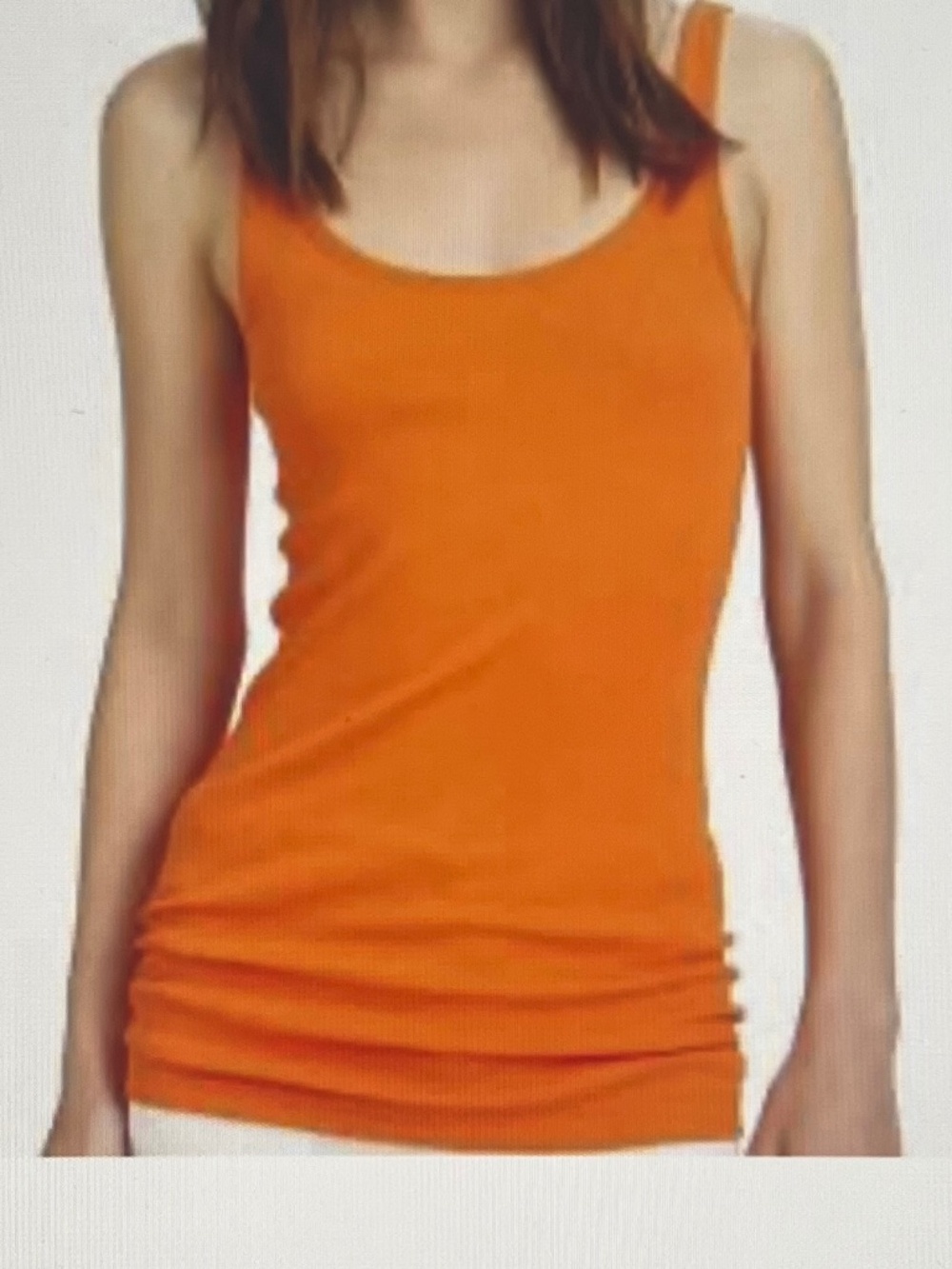 Vince Scoop Neck Tank Top Orange Ribbed Pima cotton Modal Size L